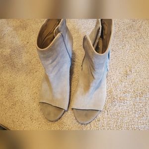 Kenneth Cole Reaction peep toe fringe booties